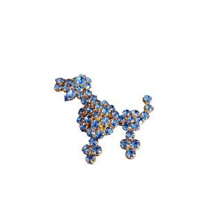 Vintage Unsigned Riveted Rhinestone Poodle Brooch (A4039)
